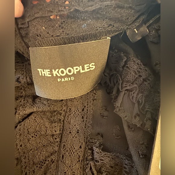 The Kooples Black Textured Ruffle Blouse NWT Flawed - Picture 6 of 11